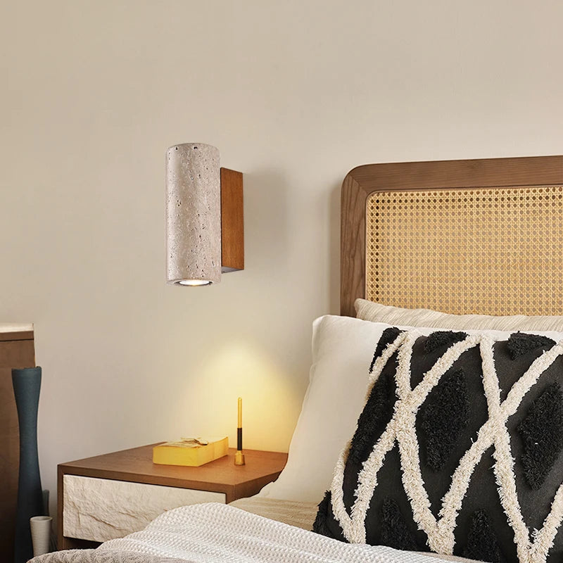 Wabi-sabi LED wall light in natural stone - vue 3 sur 14