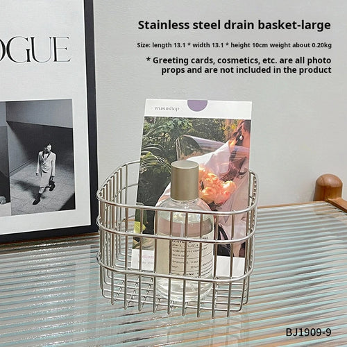Square stainless steel storage basket for organising your home