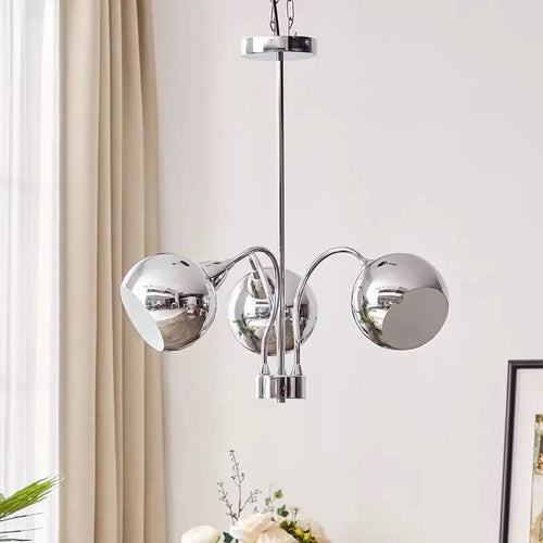 Nordic chrome chandelier with decorative globe lamps - vue 5 sur 14