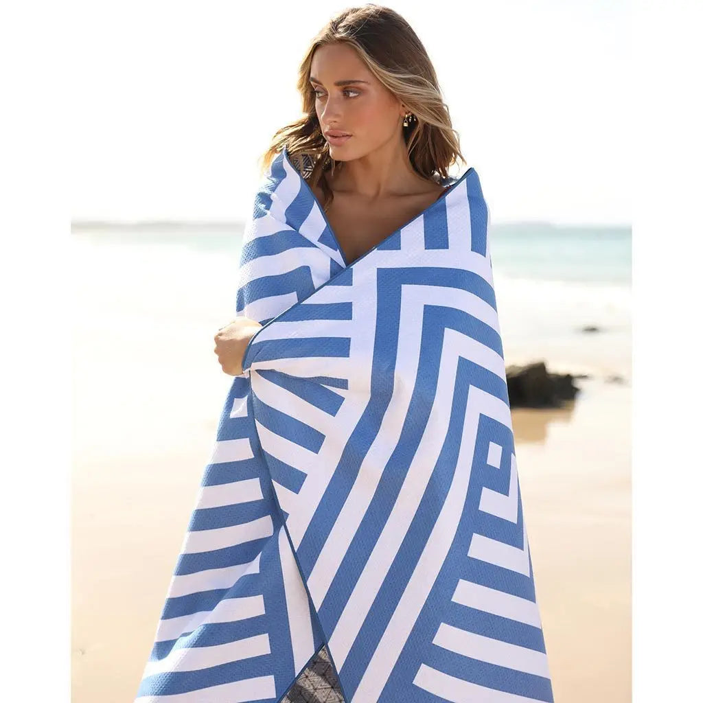 Quick-dry sand-free striped beach towel - vue 4 sur 7