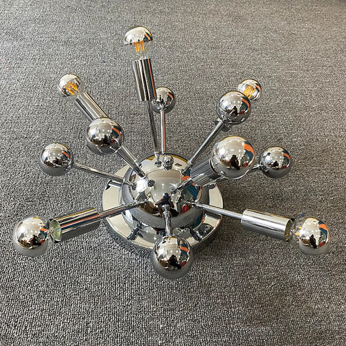 Medieval space style chrome metal wall light for restaurants - vue 5 sur 6