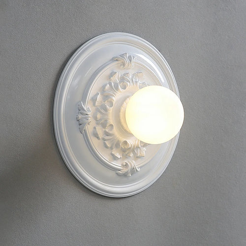 Vintage round carved wall light French design - vue 9 sur 8