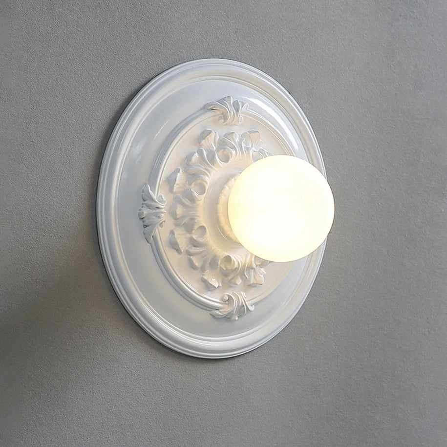 Vintage round carved wall light French design - vue 8 sur 8