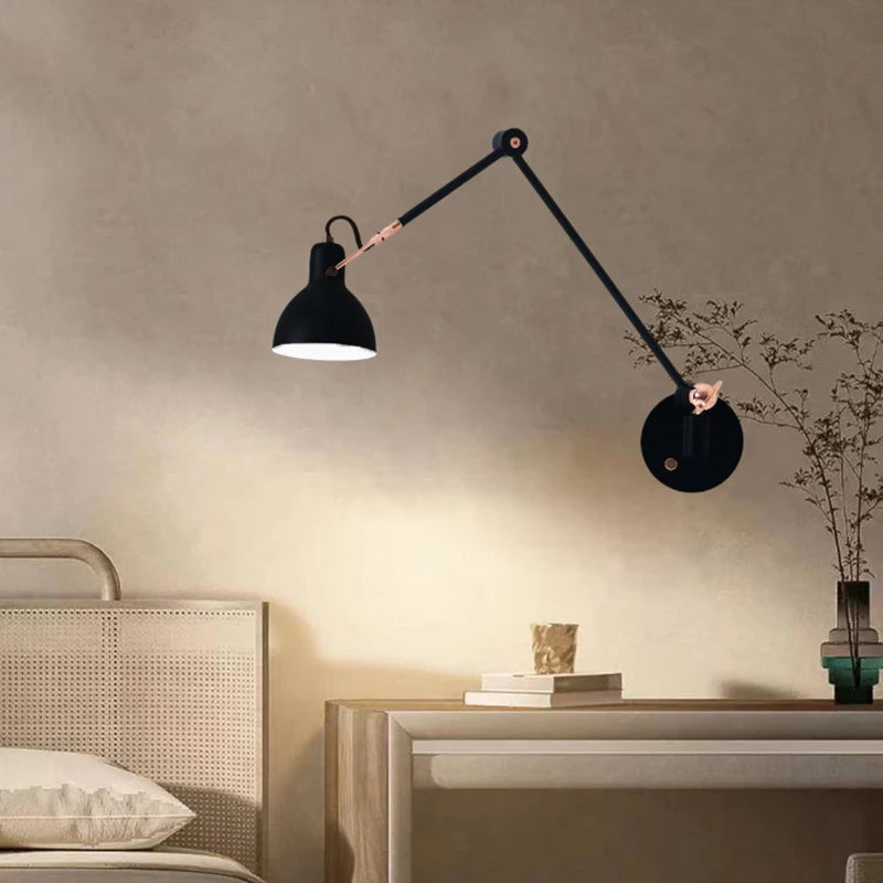 Vintage long arm wall light for reading