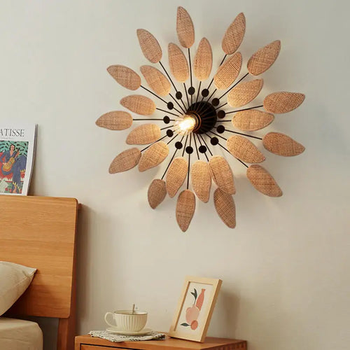 Wabi sabi rattan wall lights for indoor spaces and tea rooms - vue 2 sur 6