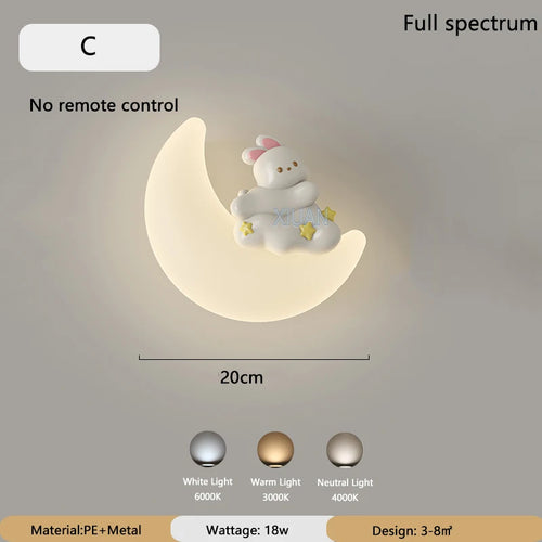 Eye protection animal wall light for girls