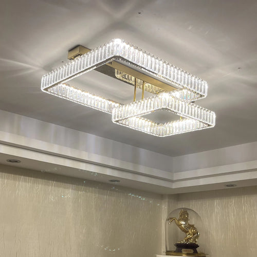 Modern dimmable LED crystal ceiling light for living room and bedroom - vue 5 sur 11