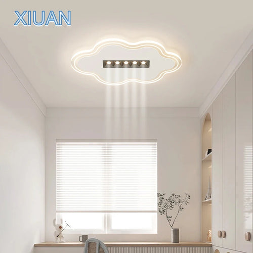 Simple ceiling light with white square spotlight and round cloud - vue 4 sur 12