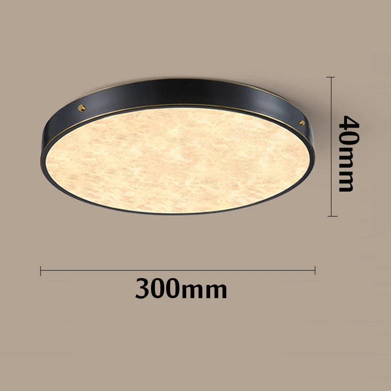 luxurious brass led ceiling light mounted in circular marble - vue 5 sur 8