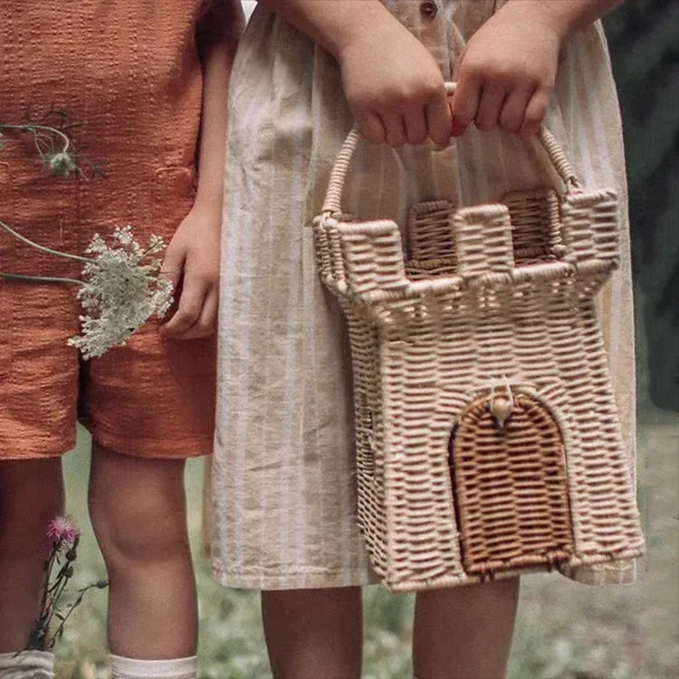 woven rattan basket for storage and picnic
