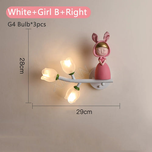 Led g4 wall light girl rabbit flower for children - vue 21 sur 22