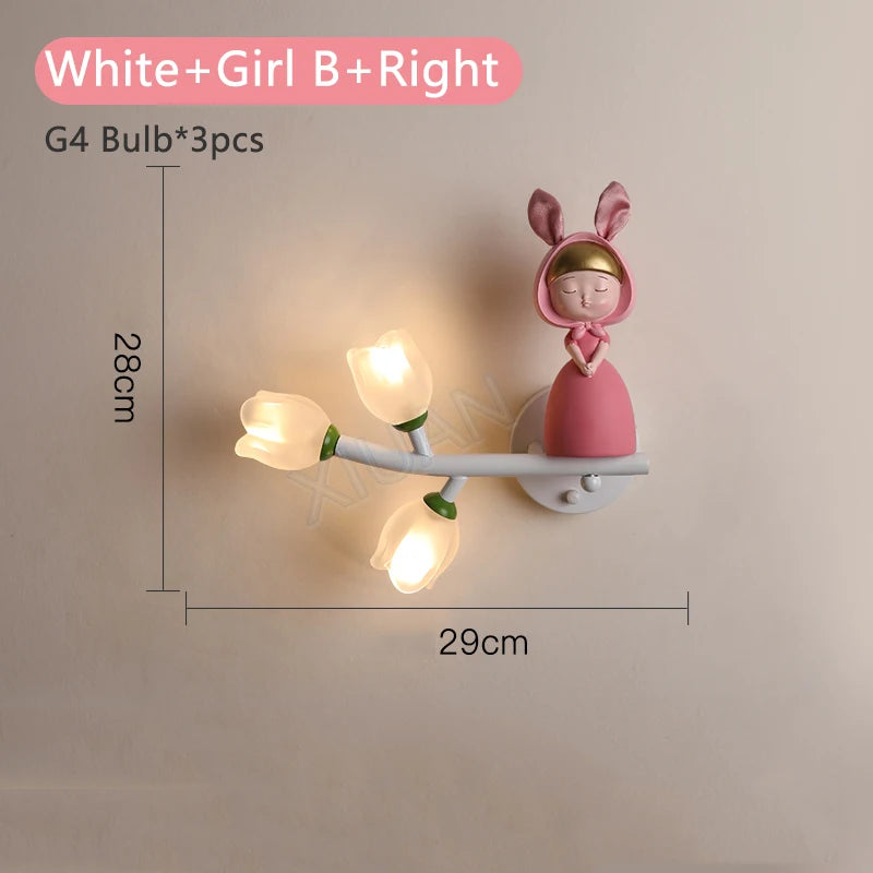 Led g4 wall light girl rabbit flower for children - vue 20 sur 22