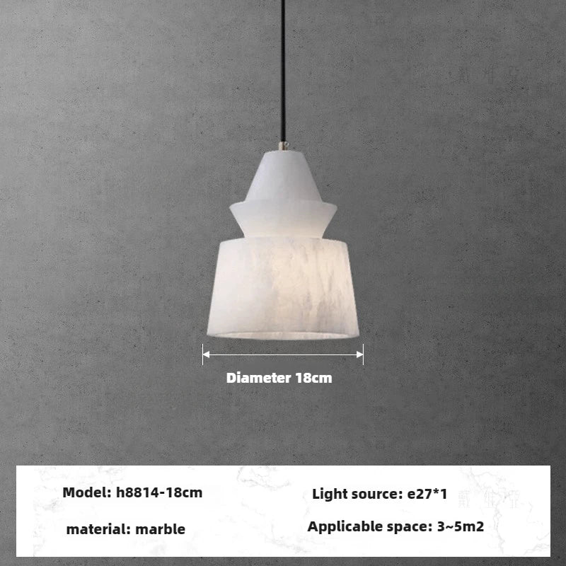 Modern pendant light in natural marble and copper with elegant design - vue 8 sur 8