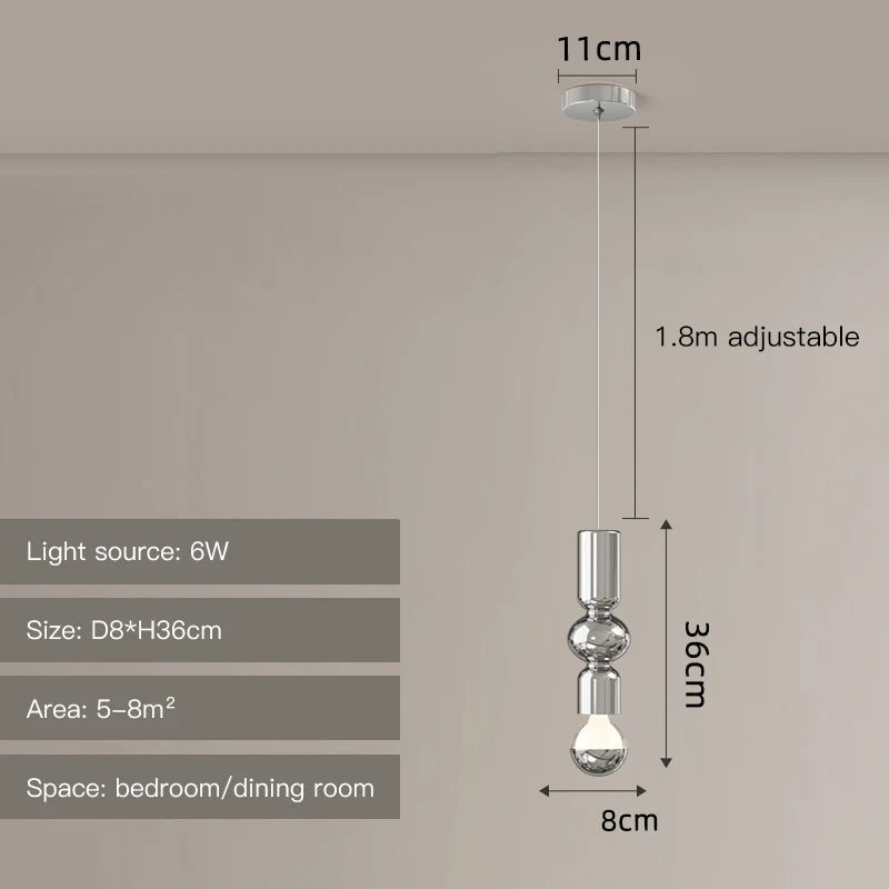 Modern nordic LED pendant light for elegant interior decor - vue 12 sur 12