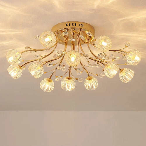 Luxury nordic crystal flower glass LED decorative chandelier - vue 2 sur 9