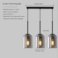 Vintage industrial smoked glass pendant light for loft or restaurant