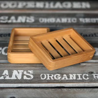 Natural bamboo wood soap dish for storage and organisation