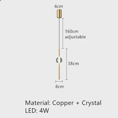 Modern brass LED pendant light with adjustable cord