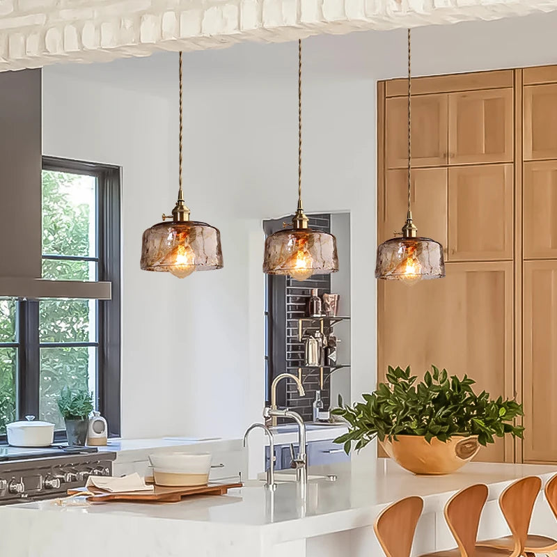 Creative textured glass pendant light with retro modern design