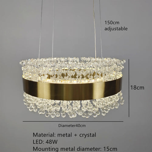 modern crystal chandelier with adjustable gold metal