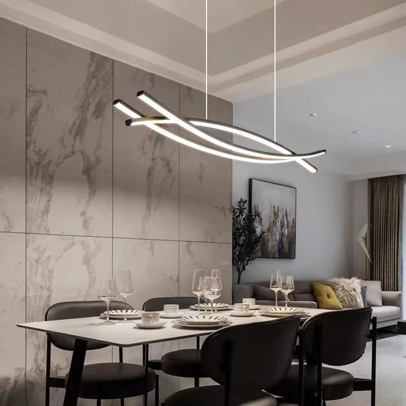 Modern adjustable height aluminium LED chandelier