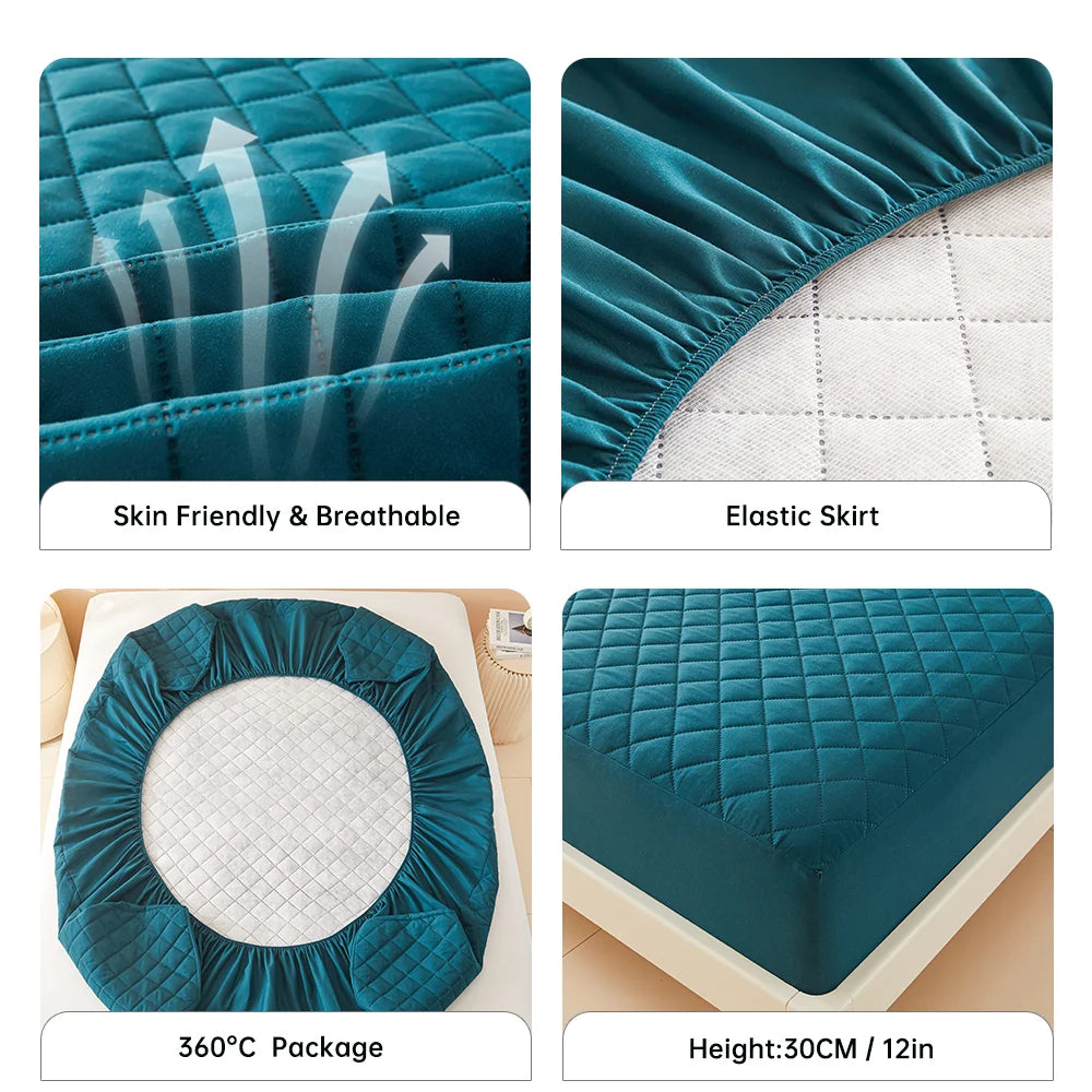 1pc 3D Air Fabric Thick Mattress Cover, 100% Waterproof Mattress Protector, Soft and Breathable Fitted Bed Sheet (No Pillowcase) - vue 4 sur 9