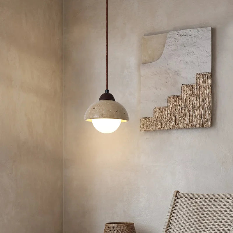 Vintage natural stone pendant chandelier with LED