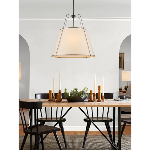 Cone drum pendant light, fabric lampshade, restaurant kitchen pendant light, indoor home decoration lighting - vue 5 sur 8