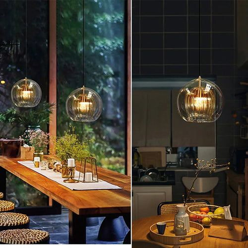 Nordic glass LED chandelier for restaurant and office - vue 9 sur 9
