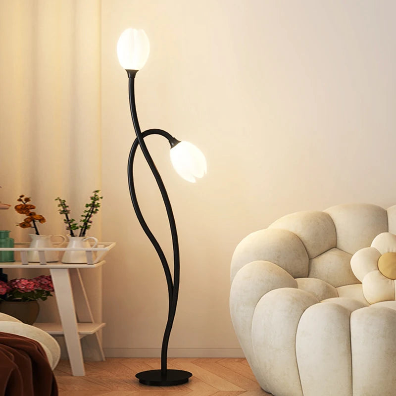 Double-headed flower-shaped LED floor lamp