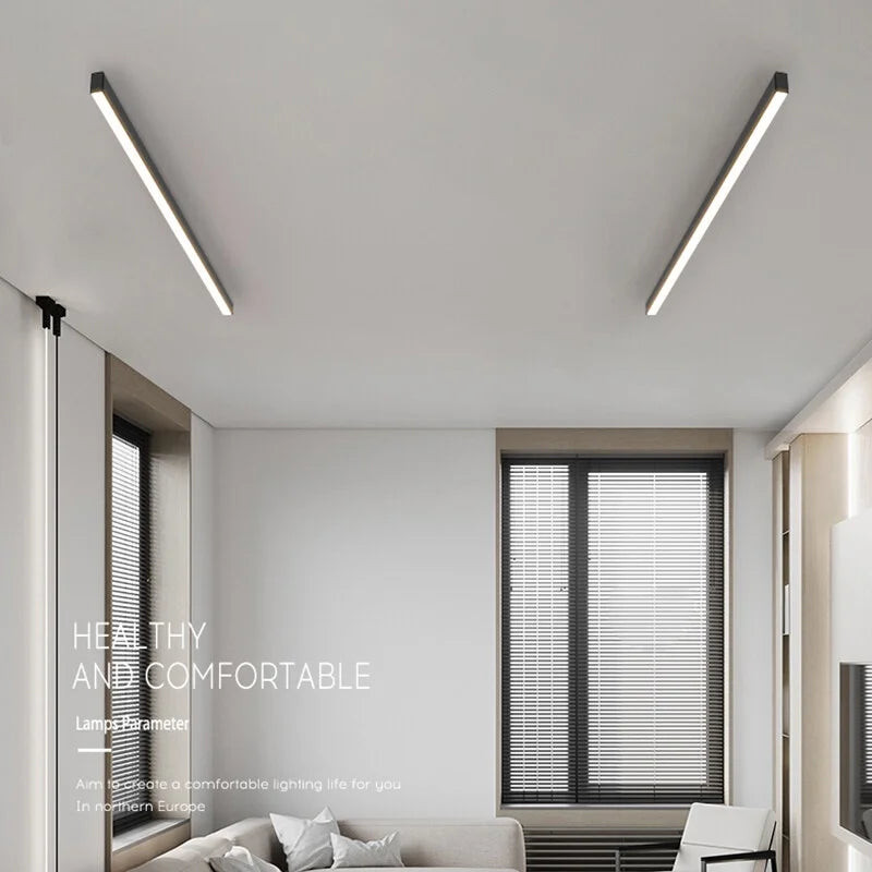 Simple linear ceiling light for elegant modern interiors