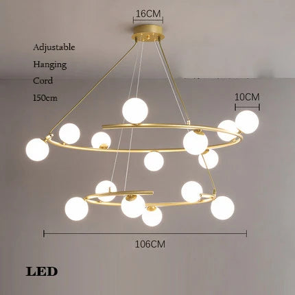 Trendy creative iron and glass chandelier for interior decoration