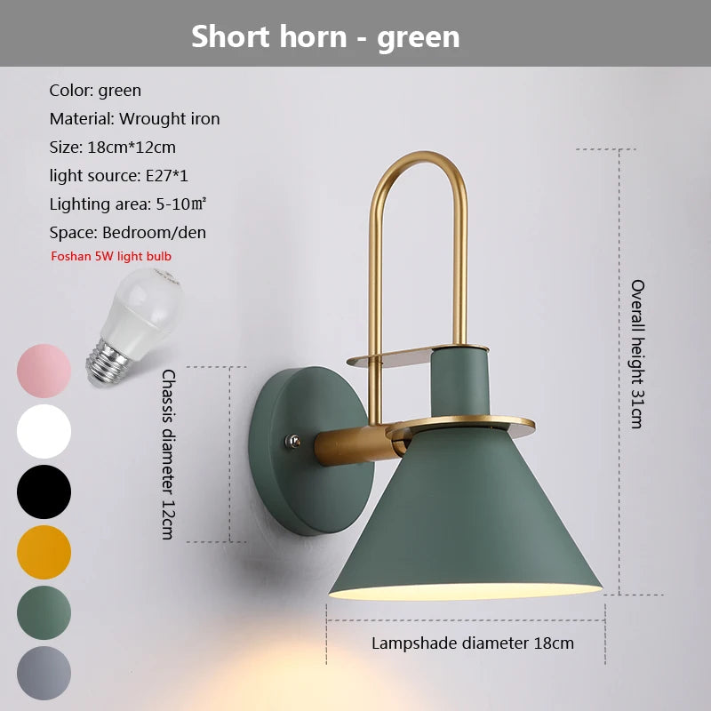 Decorative macaron horn wall light for indoor bar, restaurant, living room, bedroom, hallway or bedside - vue 15 sur 19