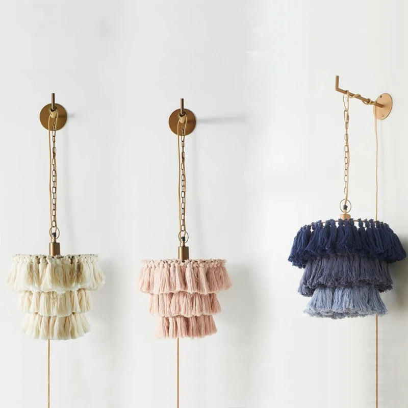 Modern luxury romantic silk thread wall light for interior decoration