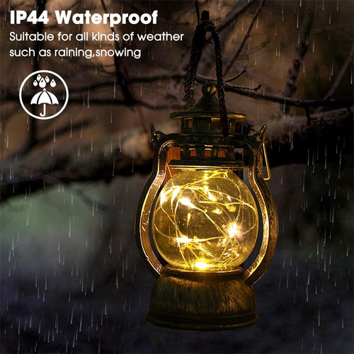 Retro portable LED lamp with dynamic flame for camping - vue 3 sur 10