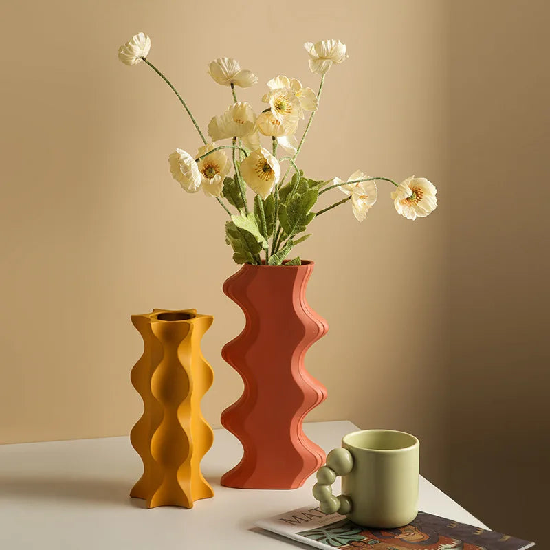 Nordic geometric ceramic vase for dried flowers home decoration