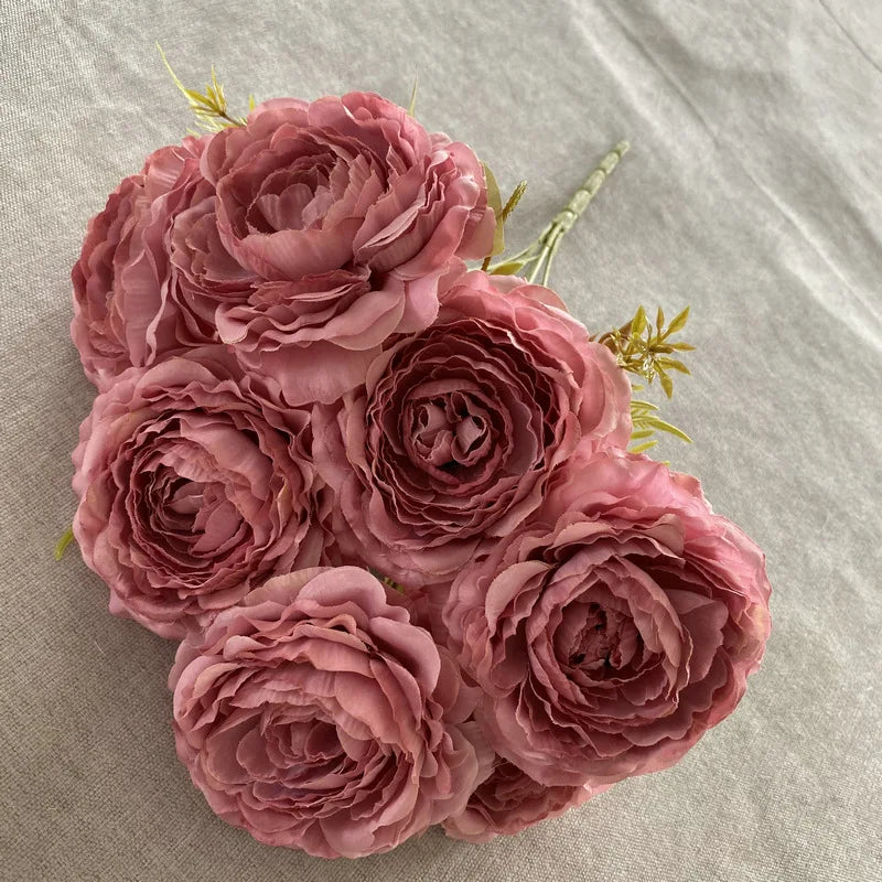 Artificial silk peony bouquet for floral decoration - vue 10 sur 17