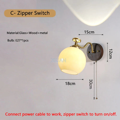 Wabi-sabi glass flower wall light with solid wood - vue 20 sur 21