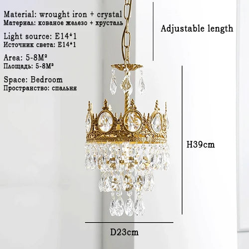 lustre rétro en cristal pour éclairage intérieur décoratif - vue 11 sur 14