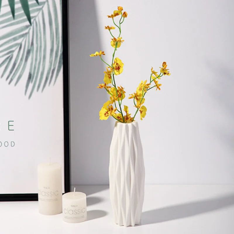 Nordic plastic vase for flowers modern home decoration - vue 5 sur 12