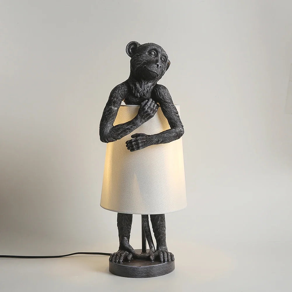 retro monkey design resin table lamp for decorative lighting