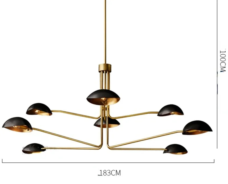 lustre rétro en cuivre design créatif à bras long