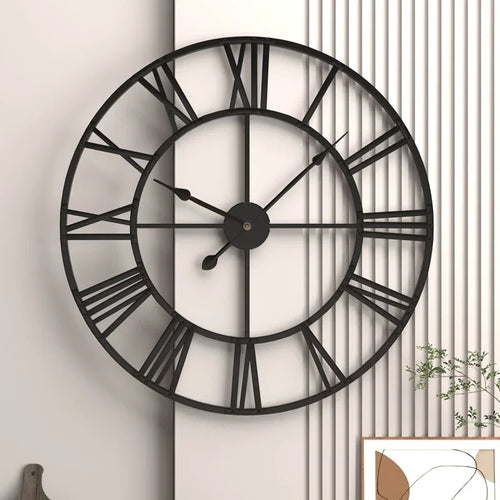 3d modern decorative wall clock retro roman style silent metal - vue 3 sur 9