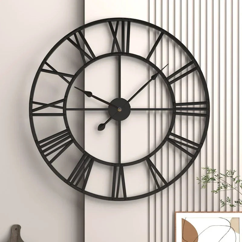 3d modern decorative wall clock retro roman style silent metal - vue 3 sur 9