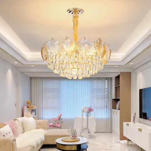 Modern crystal glass chandelier for stylish interiors - vue 3 sur 14
