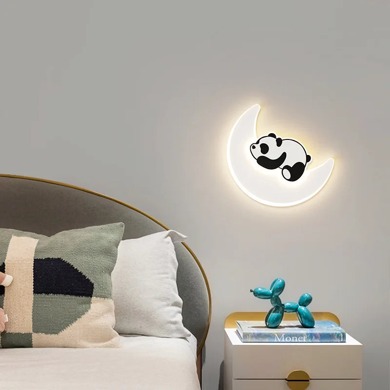 Creative panda astronaut wall light for children's bedroom