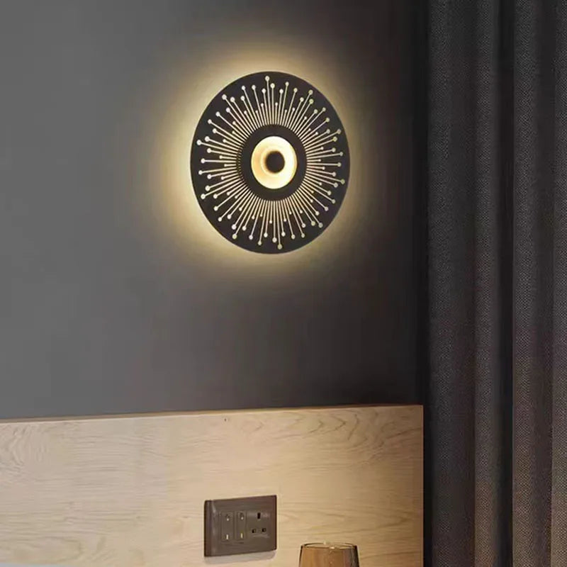Round art deco LED wall light for a warm atmosphere - vue 3 sur 12