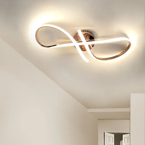 Modern gold chrome LED ceiling light for indoor use - vue 6 sur 10