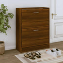 brown oak shoe cabinet made of engineered wood