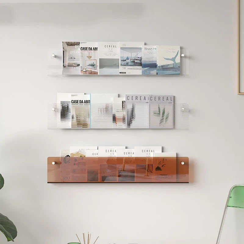 acrylic book shelf wall mounted storage rack modern design